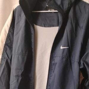 Nike Navy and White Windbreaker/Rain Jacket Mens Small Vintage!! 1992!